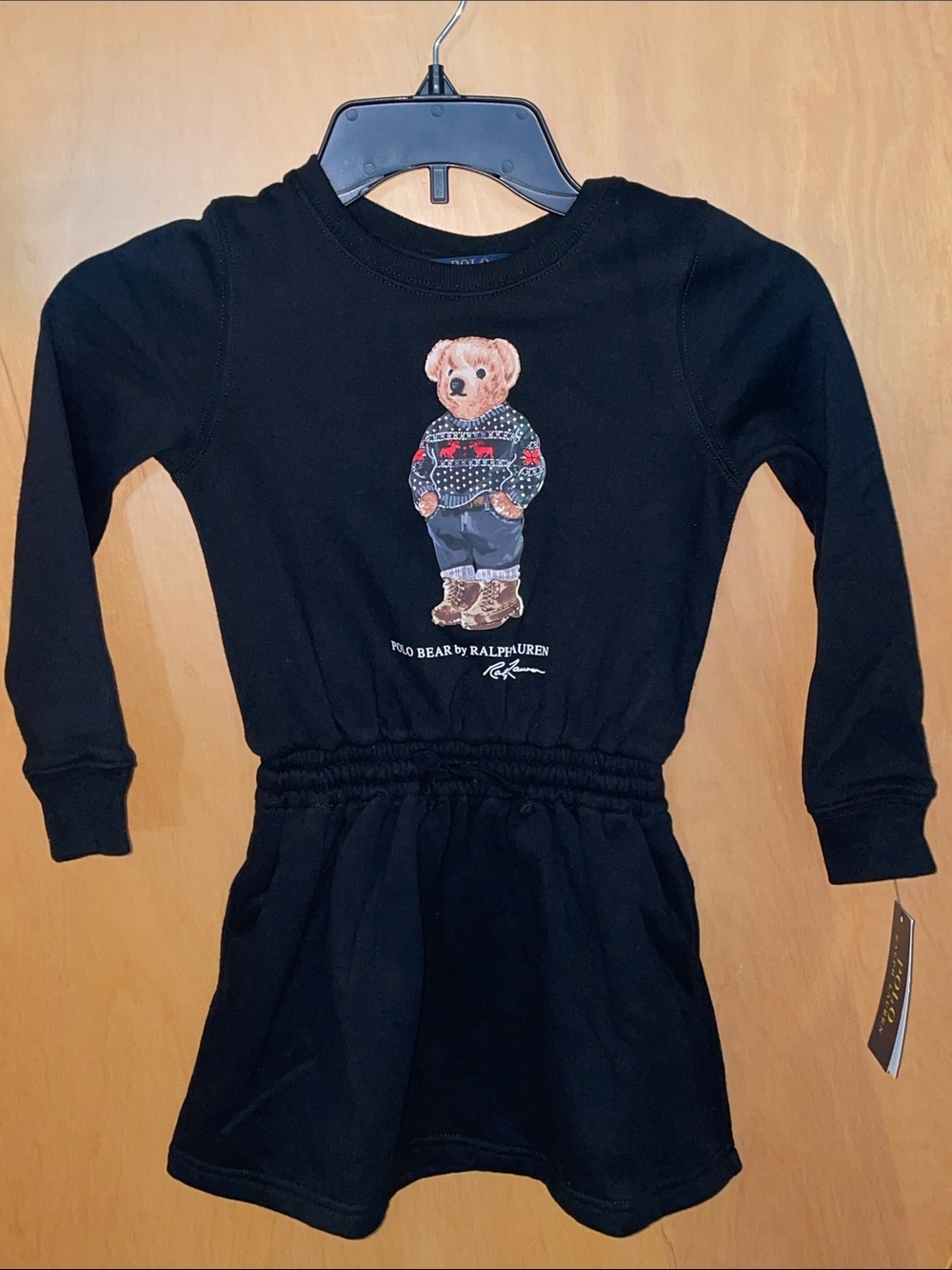 NWT Ralph Lauren Navy Sweatshirt dress with Polo Bear Graphic girls size 5